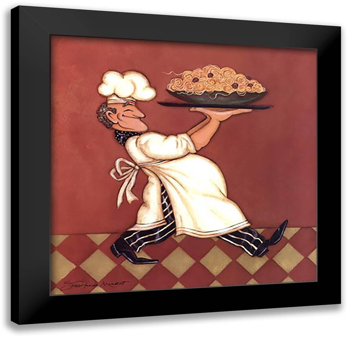 Pasta Chef 14x14 Black Modern Wood Framed Art Print Poster by Marrott, Stephanie