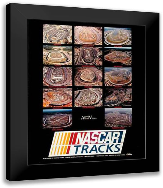 Nascar Tracks 28x40 Black Modern Wood Framed Art Print Poster by Smith, Mike