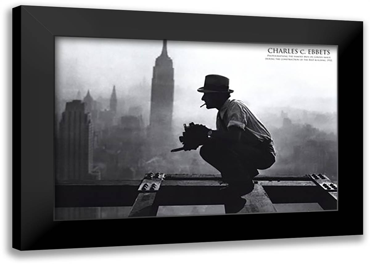 NYC - RKO Building, c.1932 40x28 Black Modern Wood Framed Art Print Poster by Ebbets, Charles C.