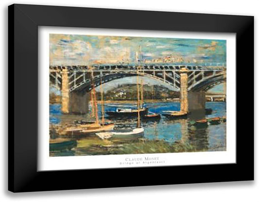 Bridge At Argenteuil 36x28 Black Modern Wood Framed Art Print Poster by Monet, Claude