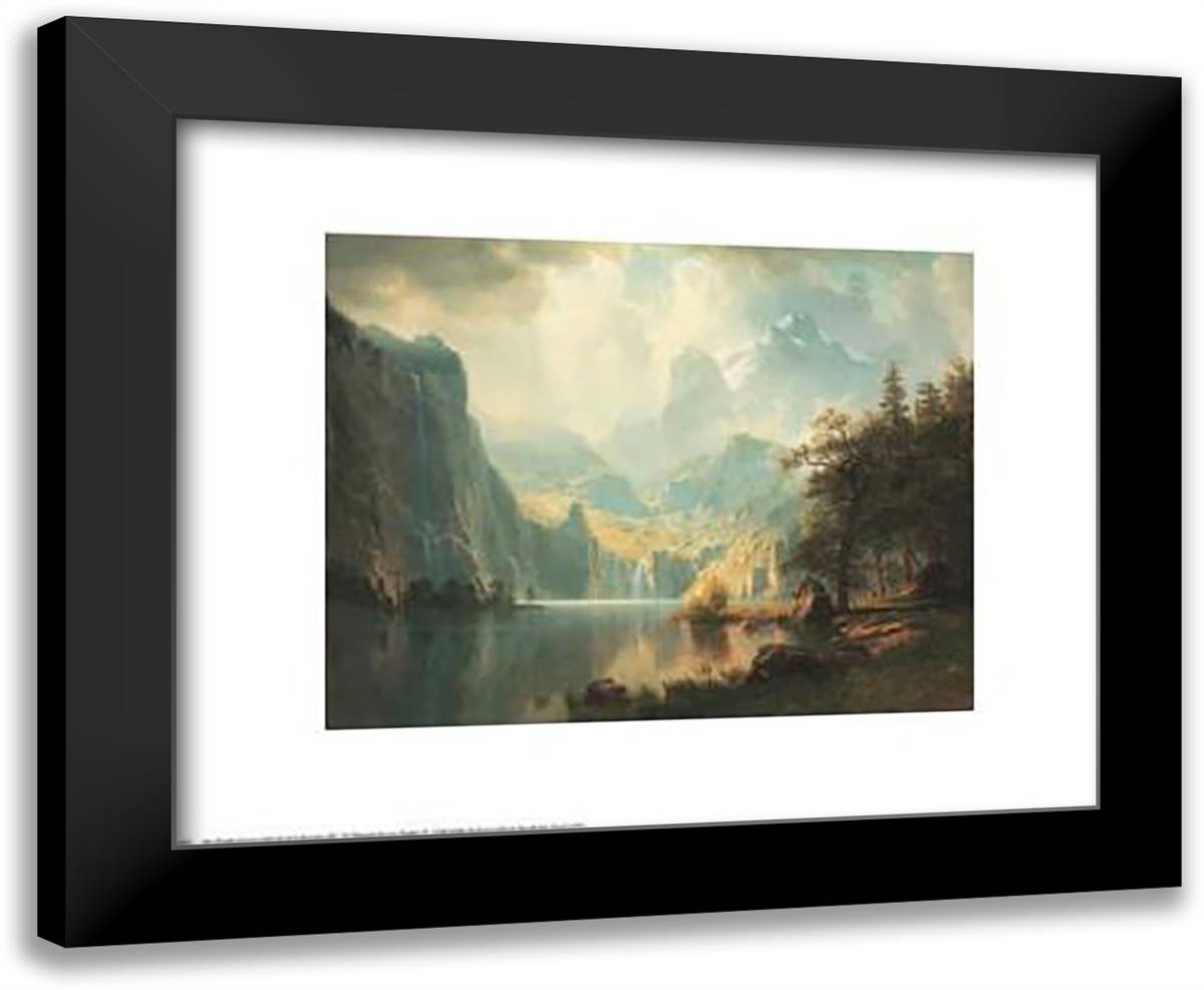 In The Mountains 24x20 Black Modern Wood Framed Art Print Poster by Bierstadt, Albert