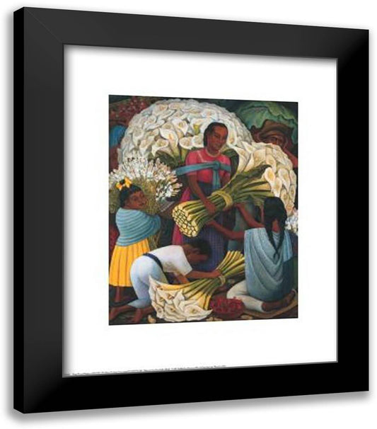 Flower Vendor 20x24 Black Modern Wood Framed Art Print Poster by Rivera, Diego