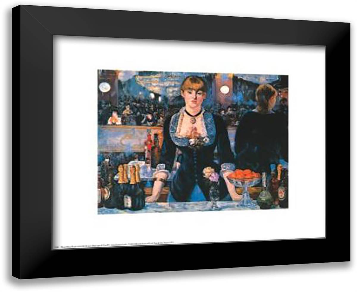 Bar At The Folies Bergere 24x20 Black Modern Wood Framed Art Print Poster by Manet, Edouard