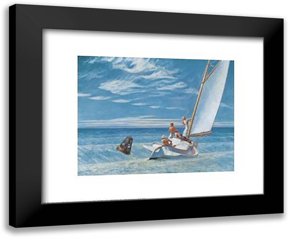 Ground Swell 24x20 Black Modern Wood Framed Art Print Poster by Hopper, Edward