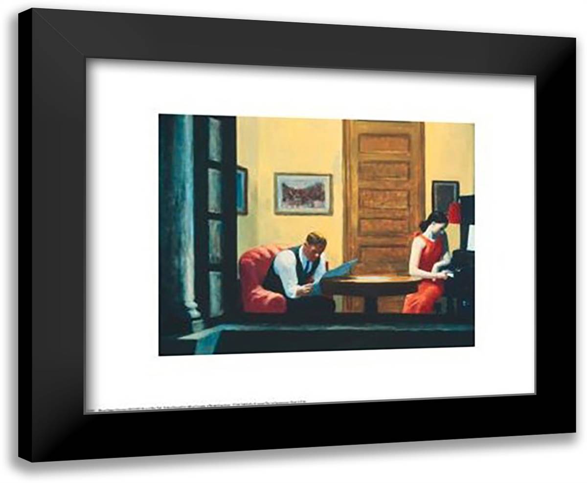 Room In New York 24x20 Black Modern Wood Framed Art Print Poster by Hopper, Edward