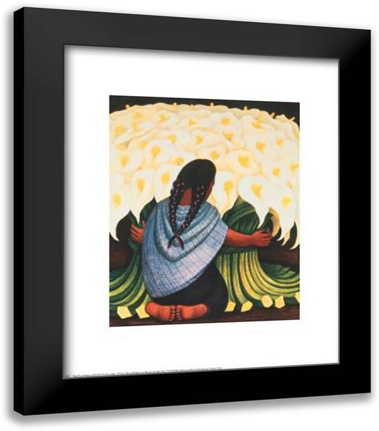 Flower Seller 20x24 Black Modern Wood Framed Art Print Poster by Rivera, Diego