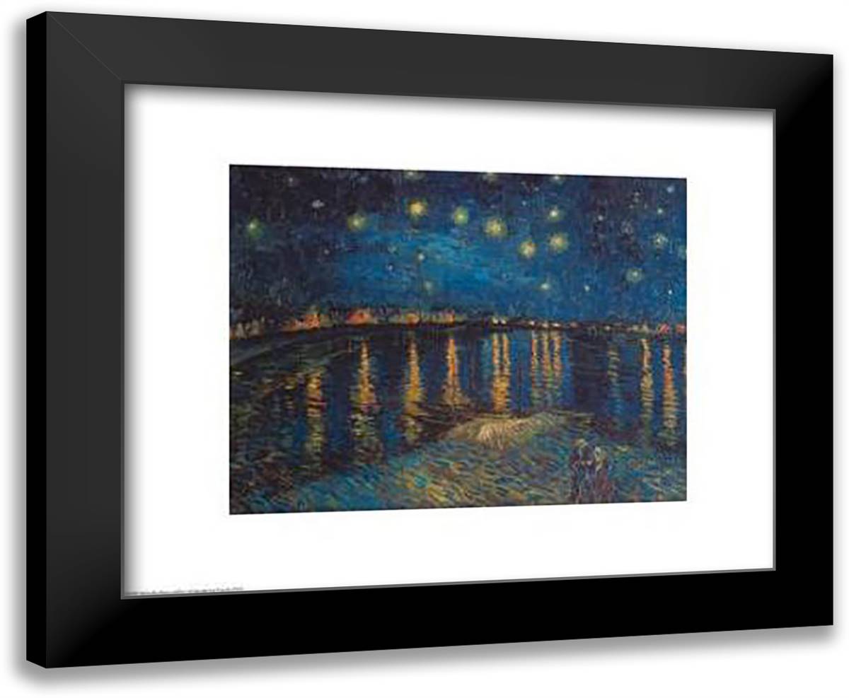 Starlight Over The Rhone 24x20 Black Modern Wood Framed Art Print Poster by Van Gogh, Vincent