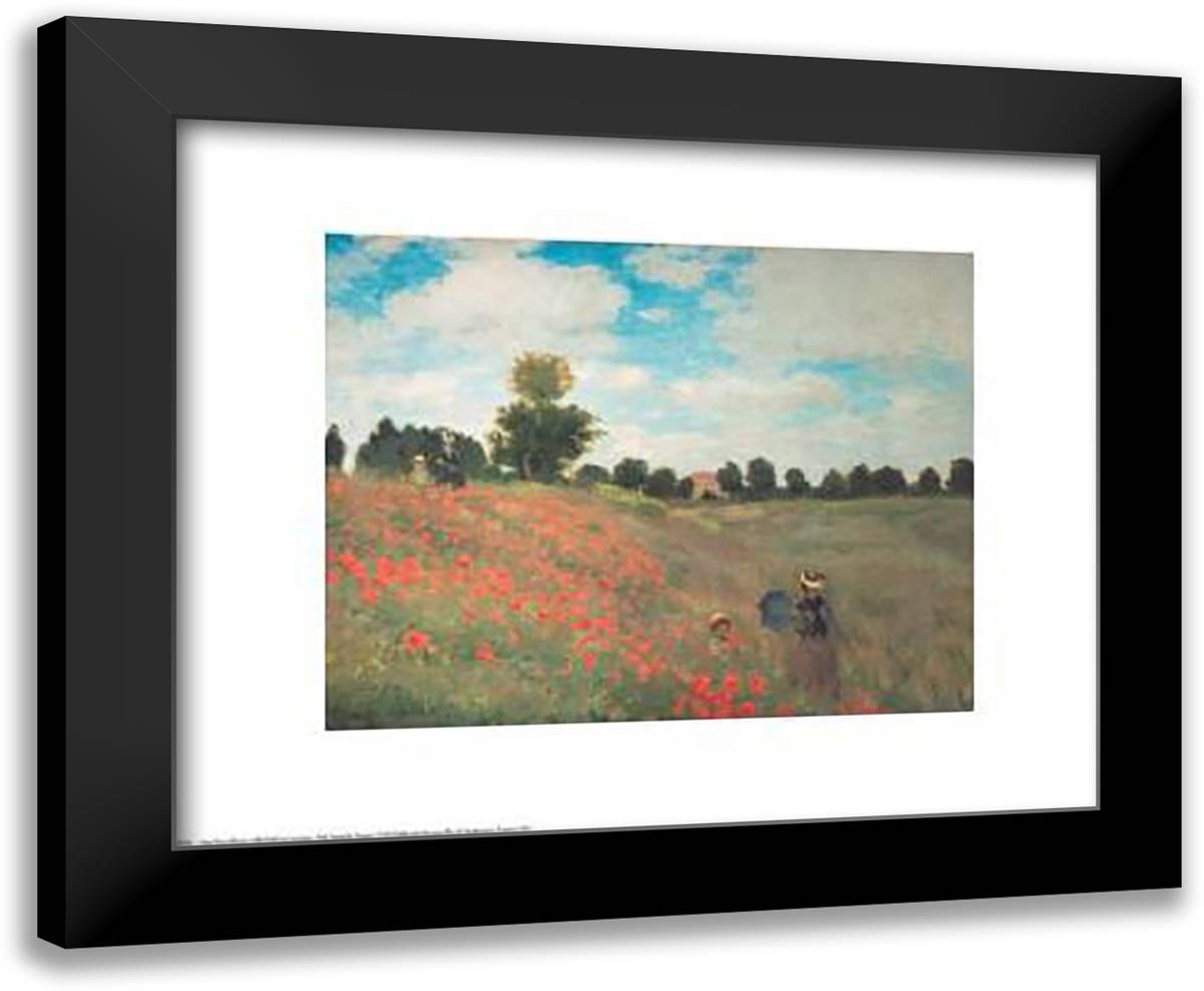 Les Coquelicots 24x20 Black Modern Wood Framed Art Print Poster by Monet, Claude