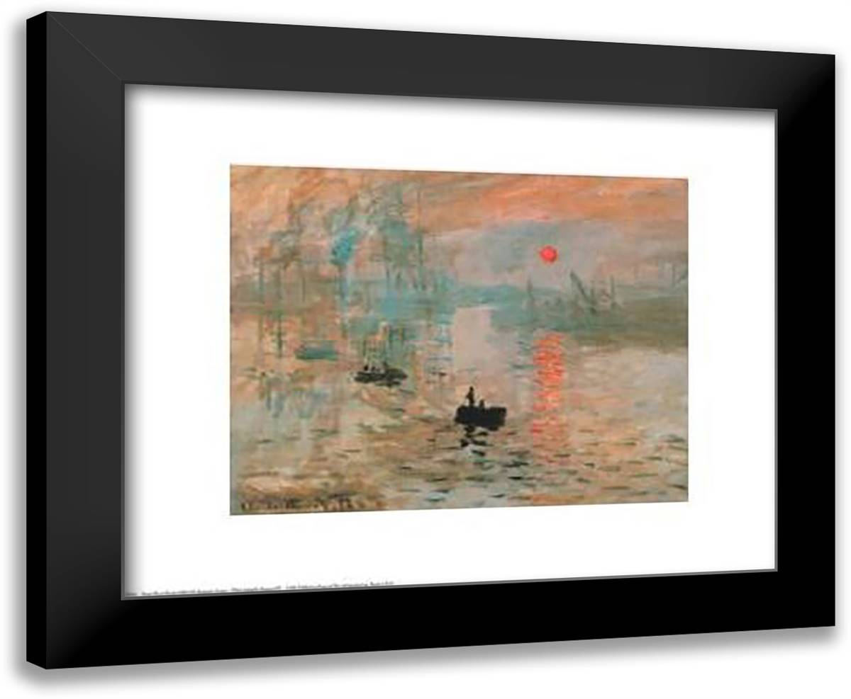 Impression, Sunrise, c.1872 (green) 24x20 Black Modern Wood Framed Art Print Poster by Monet, Claude