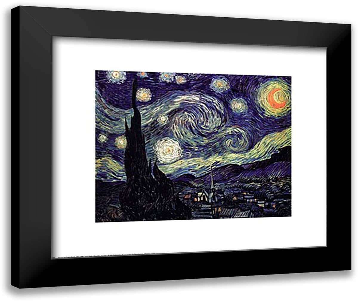 Starry Night 24x20 Black Modern Wood Framed Art Print Poster by Van Gogh, Vincent