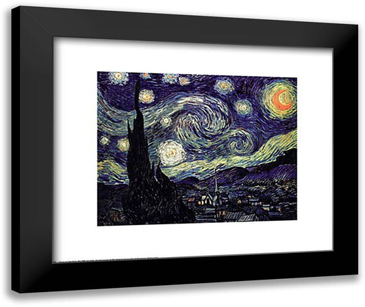 Starry Night 24x20 Black Modern Wood Framed Art Print Poster by Van Gogh, Vincent