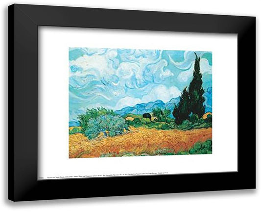 Yellow Wheat And Cypresses 18x15 Black Modern Wood Framed Art Print Poster by Van Gogh, Vincent