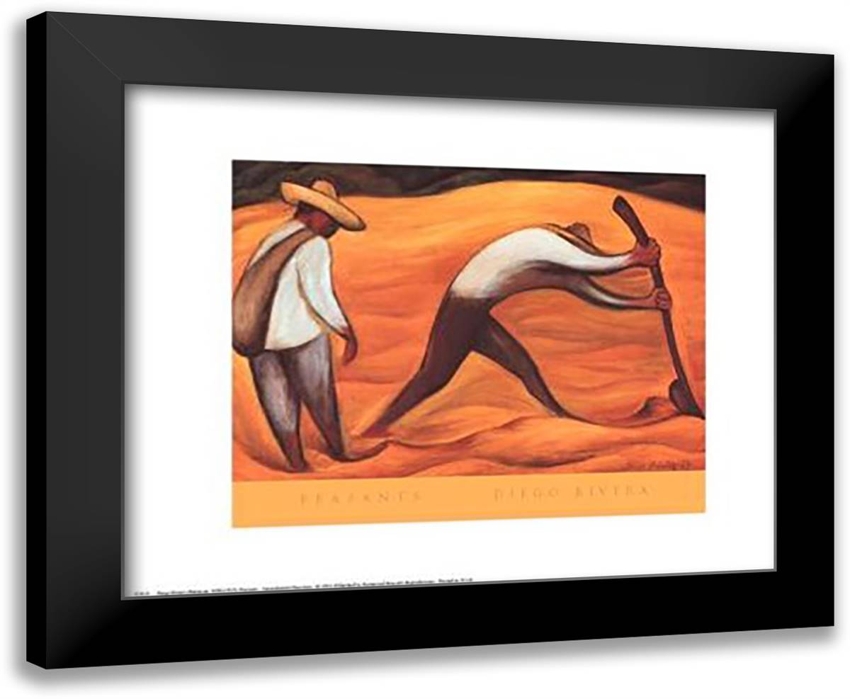 Peasants 18x15 Black Modern Wood Framed Art Print Poster by Rivera, Diego