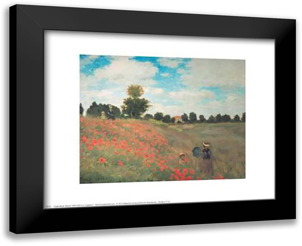 Les Coquelicots 18x15 Black Modern Wood Framed Art Print Poster by Monet, Claude