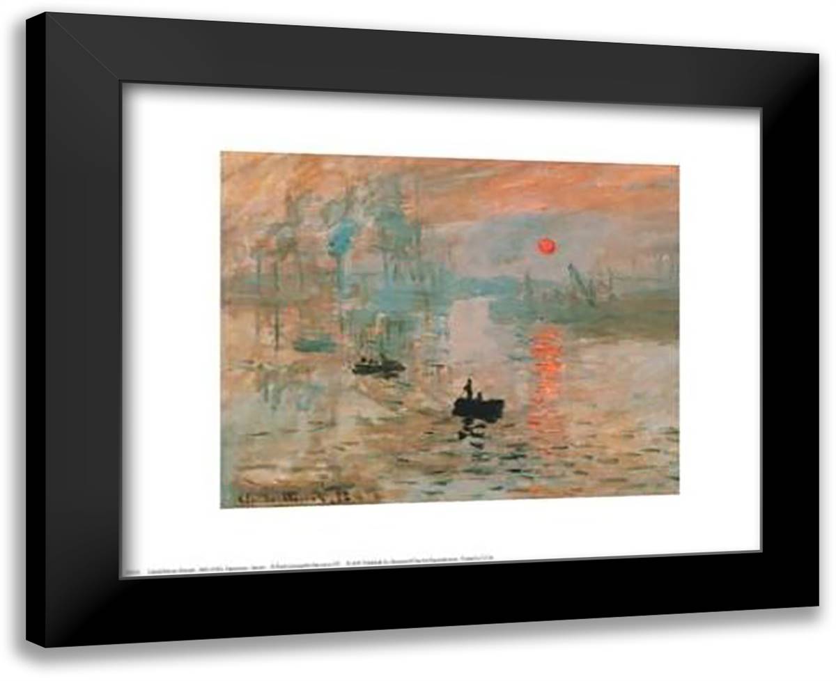 Impression, Sunrise, c.1872 (green) 18x15 Black Modern Wood Framed Art Print Poster by Monet, Claude
