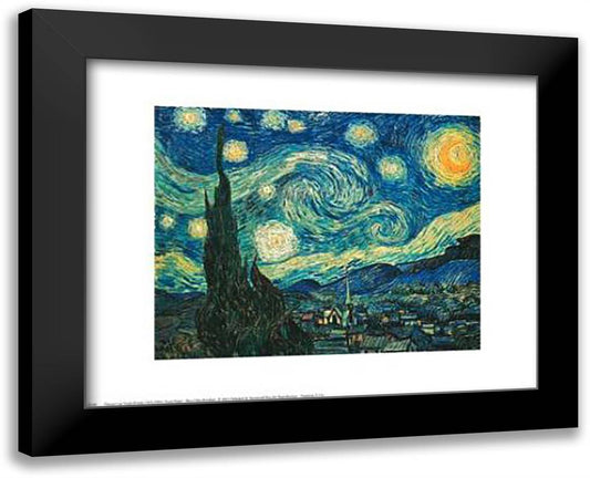 Starry Night 18x15 Black Modern Wood Framed Art Print Poster by Van Gogh, Vincent