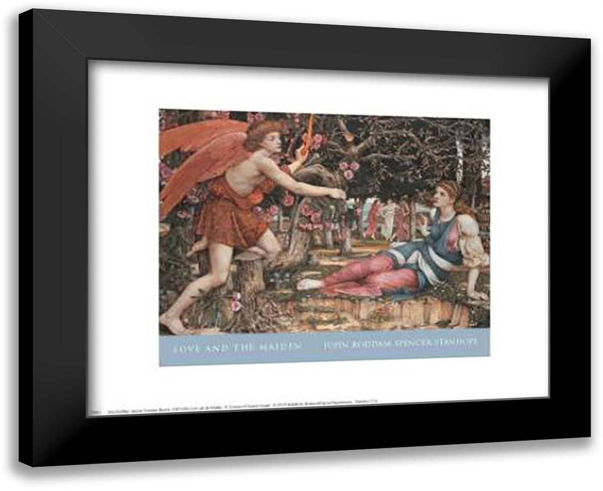 Love And The Maiden 18x15 Black Modern Wood Framed Art Print Poster by Stanhope, John Roddam Spencer