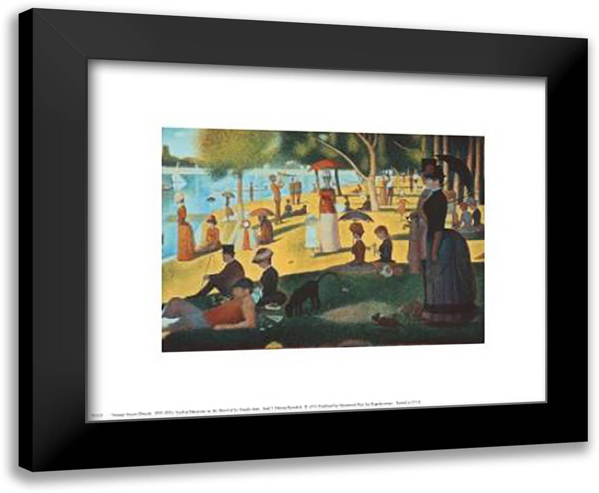Sunday Afternoon On The Island Of La Gra 14x12 Black Modern Wood Framed Art Print Poster by Seurat, Georges