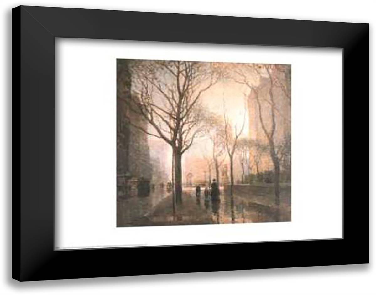 Plaza After the Rain 36x28 Black Modern Wood Framed Art Print Poster by Cornoyer, Paul
