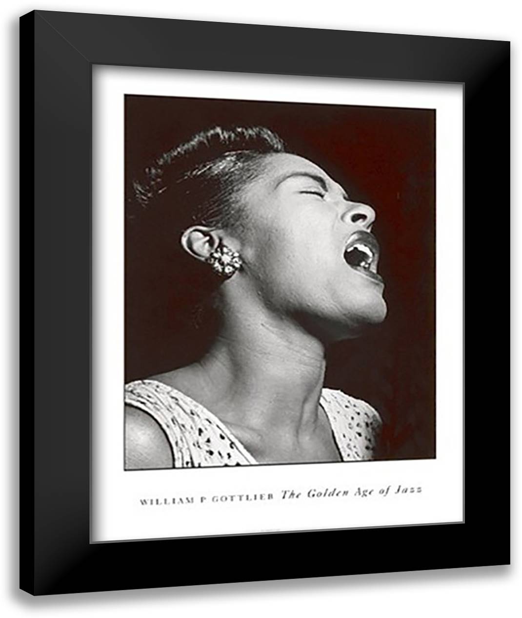 Billie Holiday 28x36 Black Modern Wood Framed Art Print Poster by Gottlieb, William P.