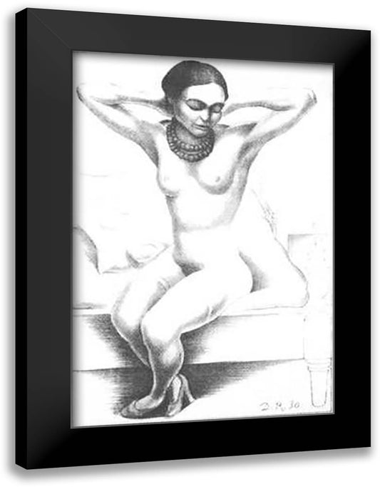 Desnudo De Frida Kahlo 1931 21x28 Black Modern Wood Framed Art Print Poster by Rivera, Diego