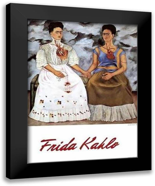 Las Dos Fridas 22x28 Black Modern Wood Framed Art Print Poster by Kahlo, Frida