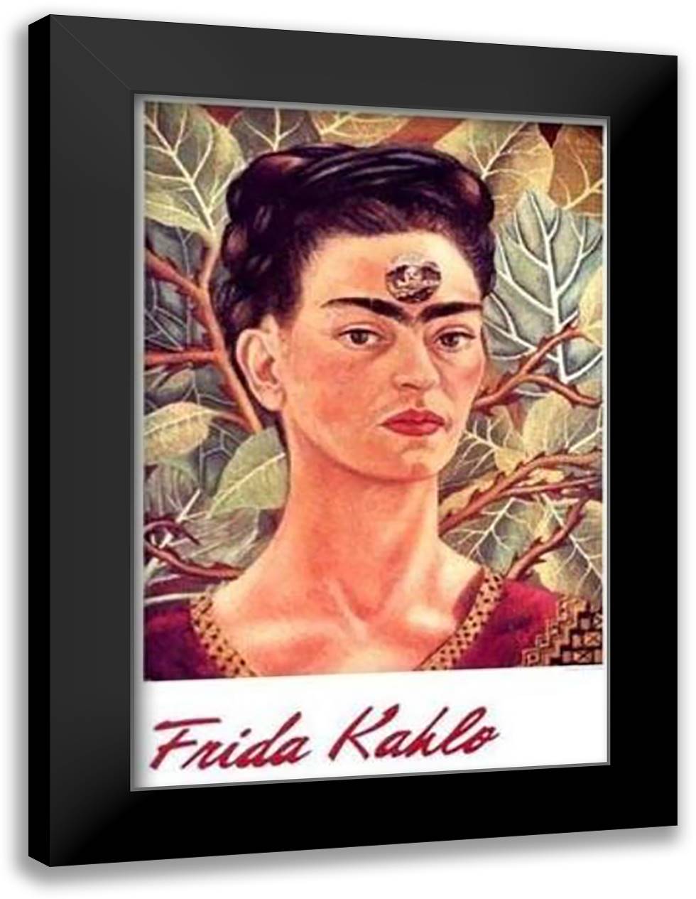 Pensando En La Muerta 22x32 Black Modern Wood Framed Art Print Poster by Kahlo, Frida