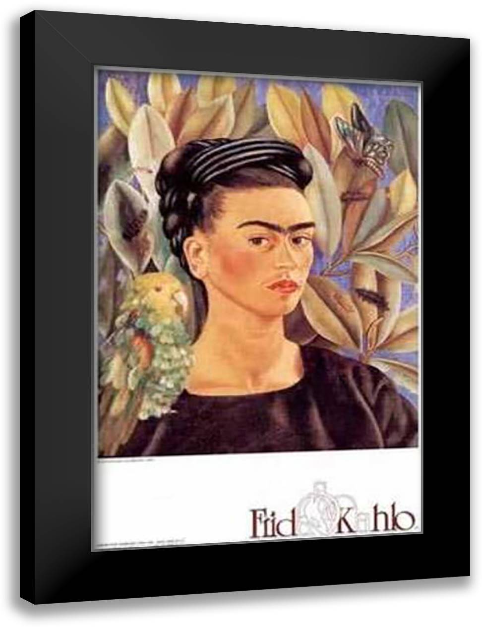 Autorretrato Con Bonito 22x32 Black Modern Wood Framed Art Print Poster by Kahlo, Frida