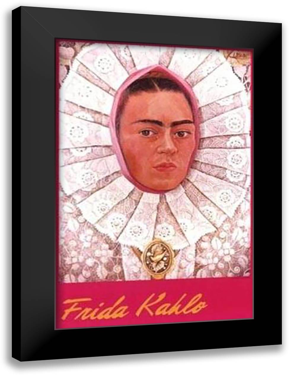 Autorretrato Con Medallon 22x31 Black Modern Wood Framed Art Print Poster by Kahlo, Frida