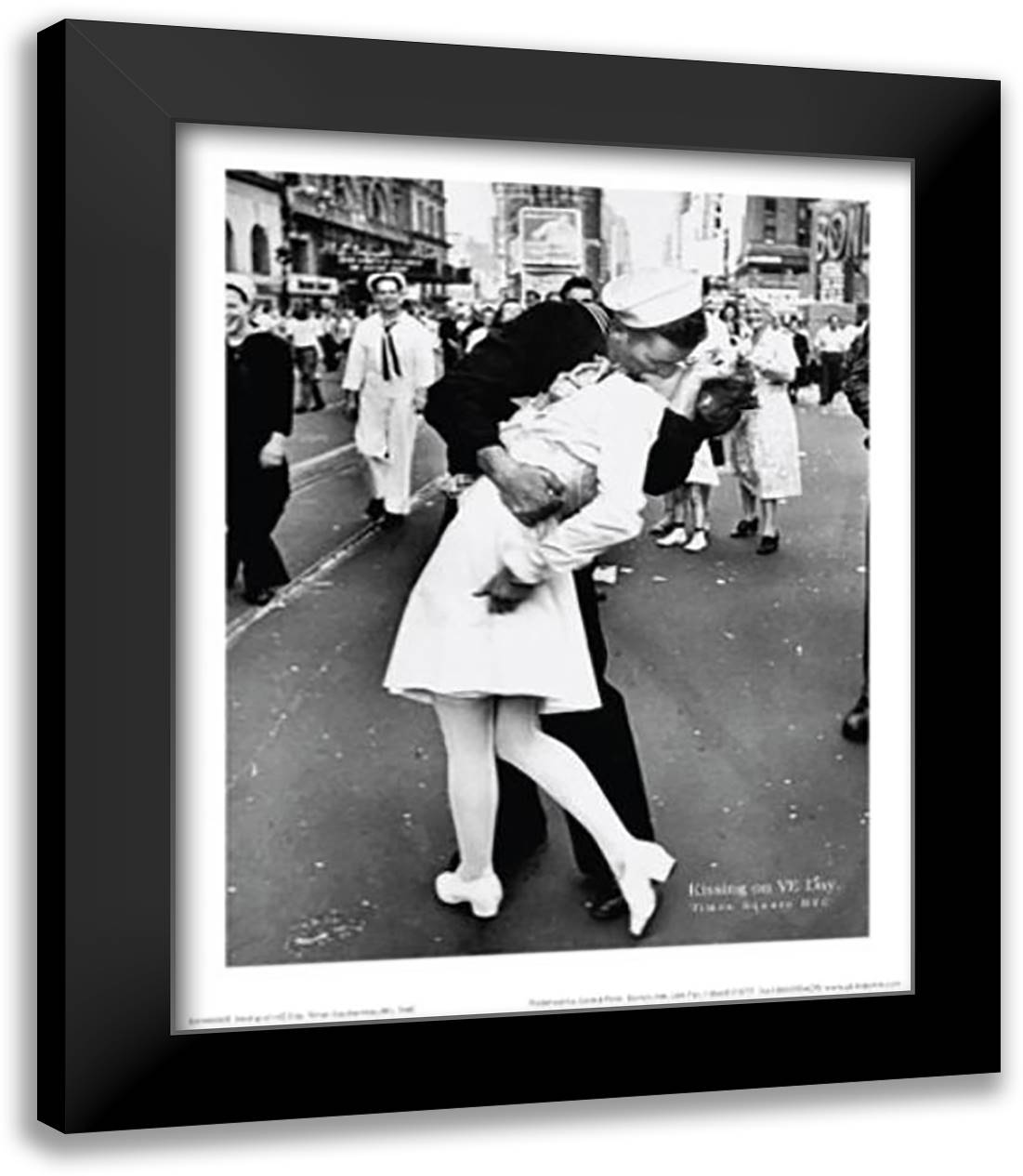 Kissing on VJ Day, Times Square, NYC 15x18 Black Modern Wood Framed Art Print Poster by Eisenstaedt, Alfred