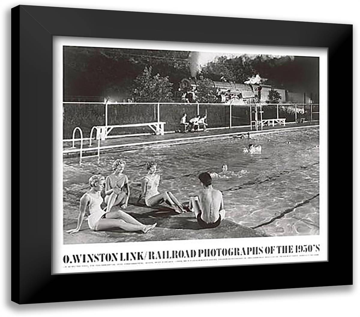 Swimming Pool 32x28 Black Modern Wood Framed Art Print Poster by Link, O. Winston