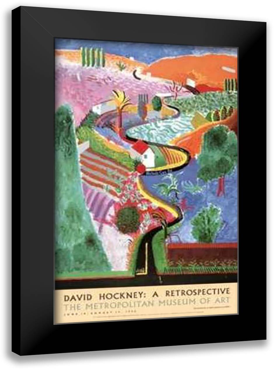 Nichols Canyon (Met) 28x40 Black Modern Wood Framed Art Print Poster by Hockney, David
