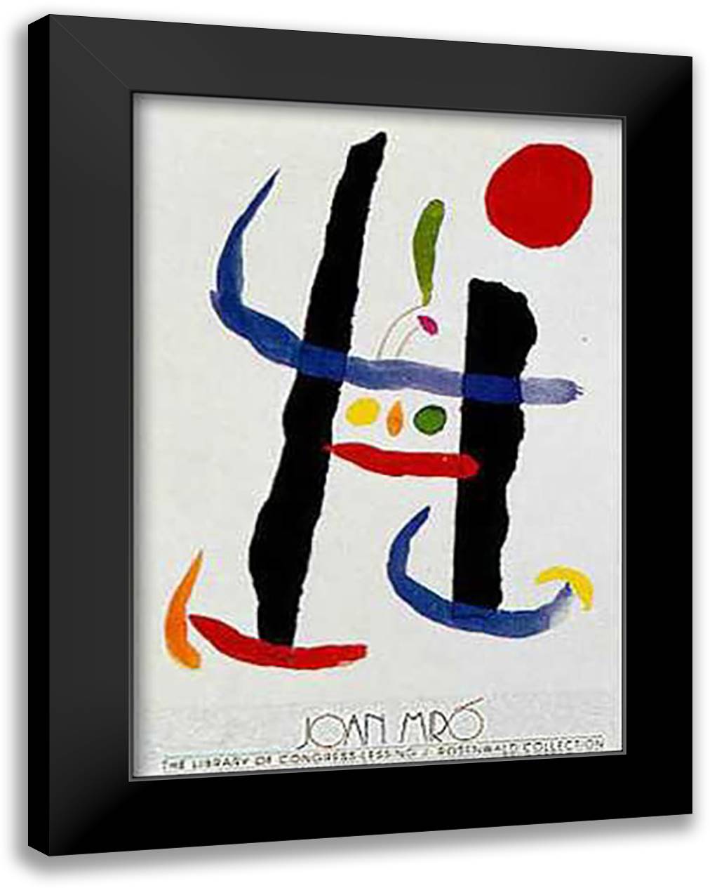 Untitled I (Library of Congress) 28x40 Black Modern Wood Framed Art Print Poster by Miro, Joan