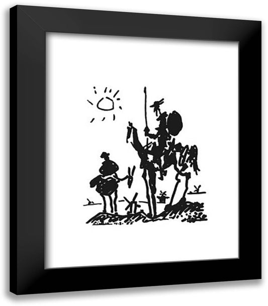 Don Quixote (Silkscreen) 24x30 Black Modern Wood Framed Art Print Poster by Picasso, Pablo