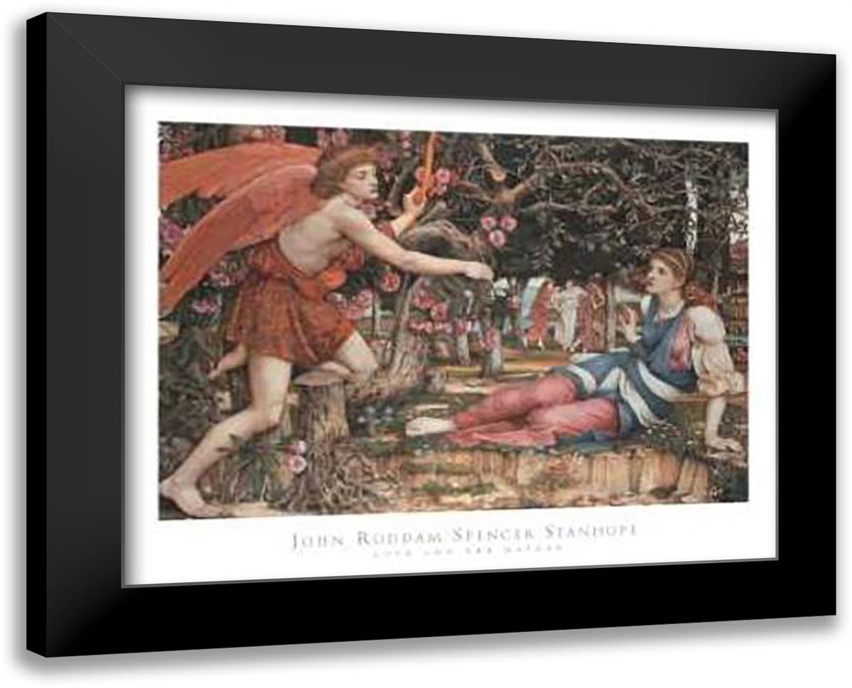 Love and the Maiden 40x28 Black Modern Wood Framed Art Print Poster by Stanhope, John Roddam Spencer