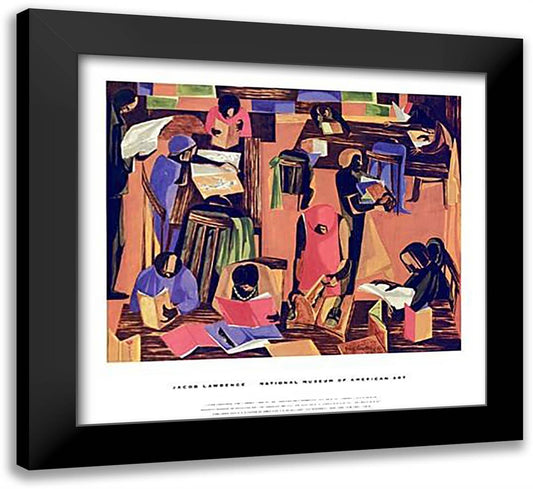 Library, 1969 30x28 Black Modern Wood Framed Art Print Poster by Lawrence, Jacob