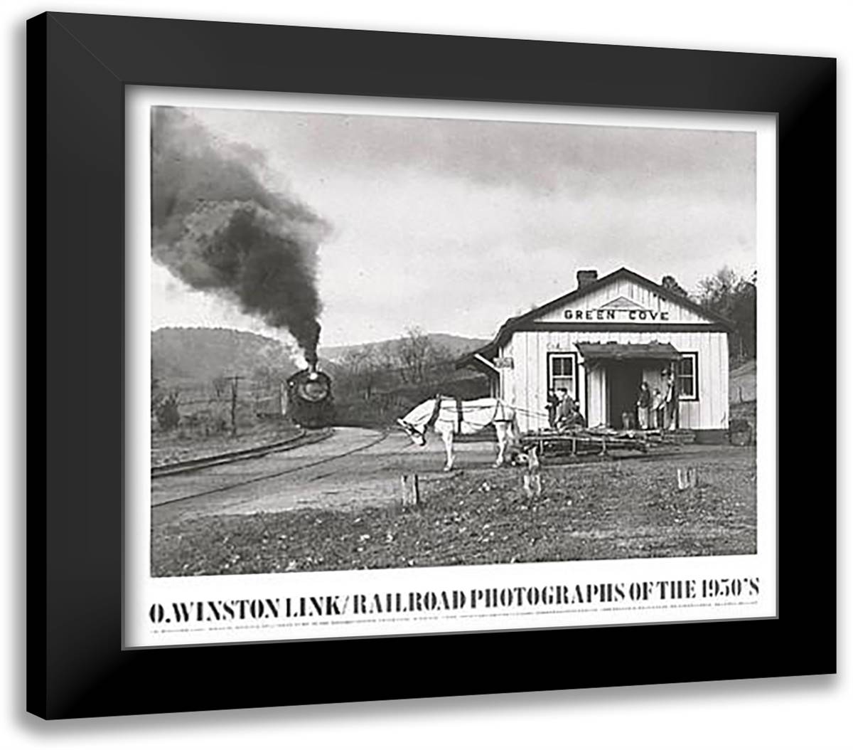 Maud Bows to the Virginia Creeper 30x28 Black Modern Wood Framed Art Print Poster by Link, O. Winston