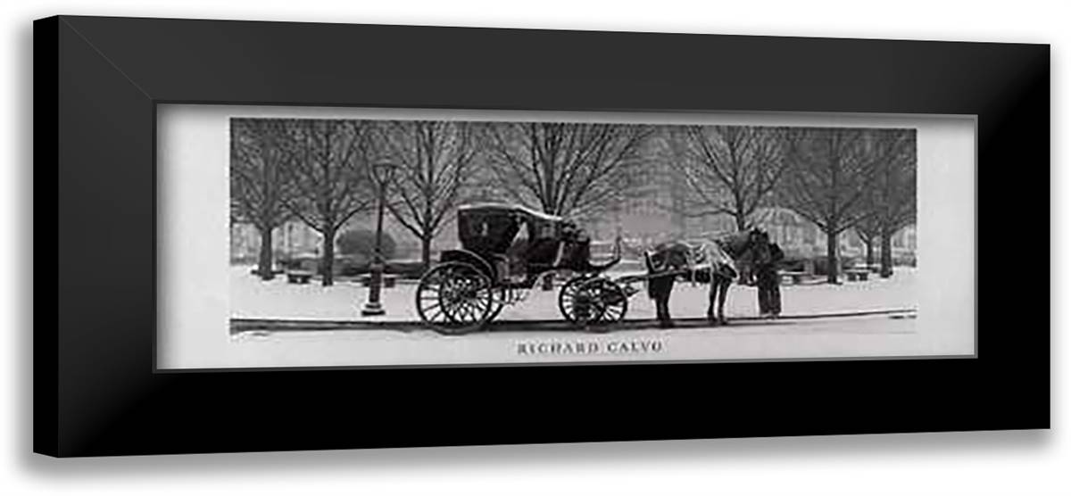 Hansom Cab 40x16 Black Modern Wood Framed Art Print Poster by Calvo, Richard