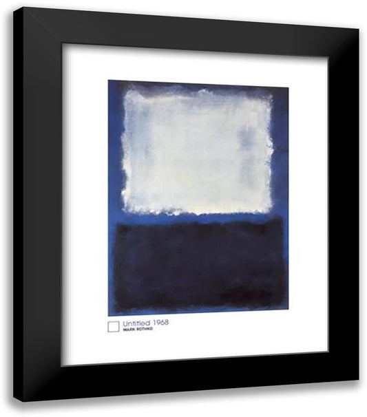 Untitled, 1968 (White On Blue Background 20x24 Black Modern Wood Framed Art Print Poster by Rothko, Mark