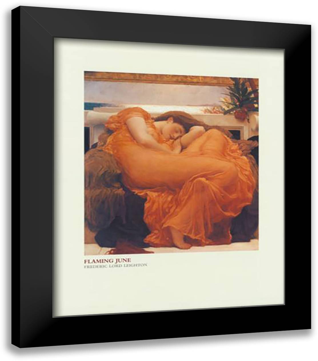 Flaming June, c.1895 20x24 Black Modern Wood Framed Art Print Poster by Leighton, Frederic