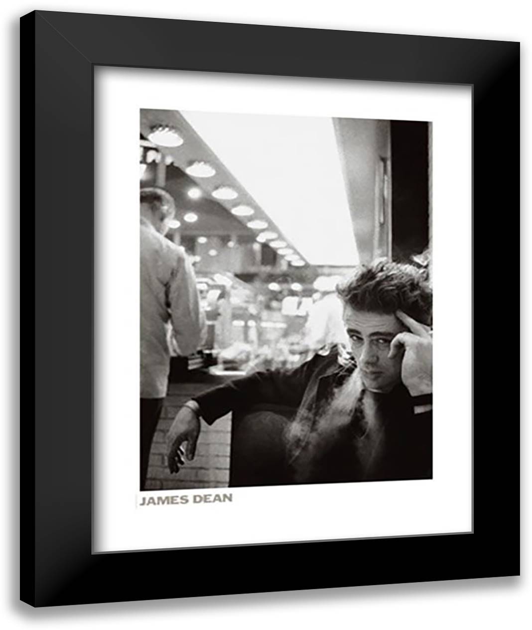 James Dean (Smoking) 28x36 Black Modern Wood Framed Art Print Poster by Stock, Dennis