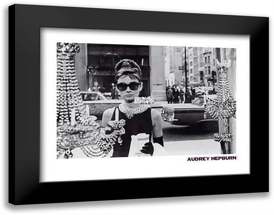 Audrey Hepburn 36x28 Black Modern Wood Framed Art Print Poster