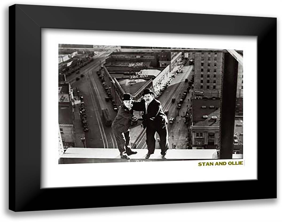 Stan and Ollie 36x28 Black Modern Wood Framed Art Print Poster