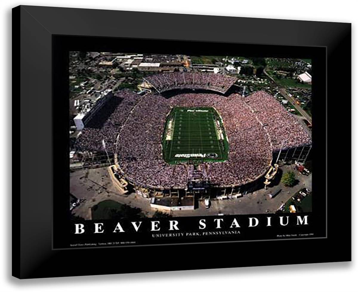 Beaver Stadium - Penn State, University 32x26 Black Modern Wood Framed Art Print Poster by Smith, Mike