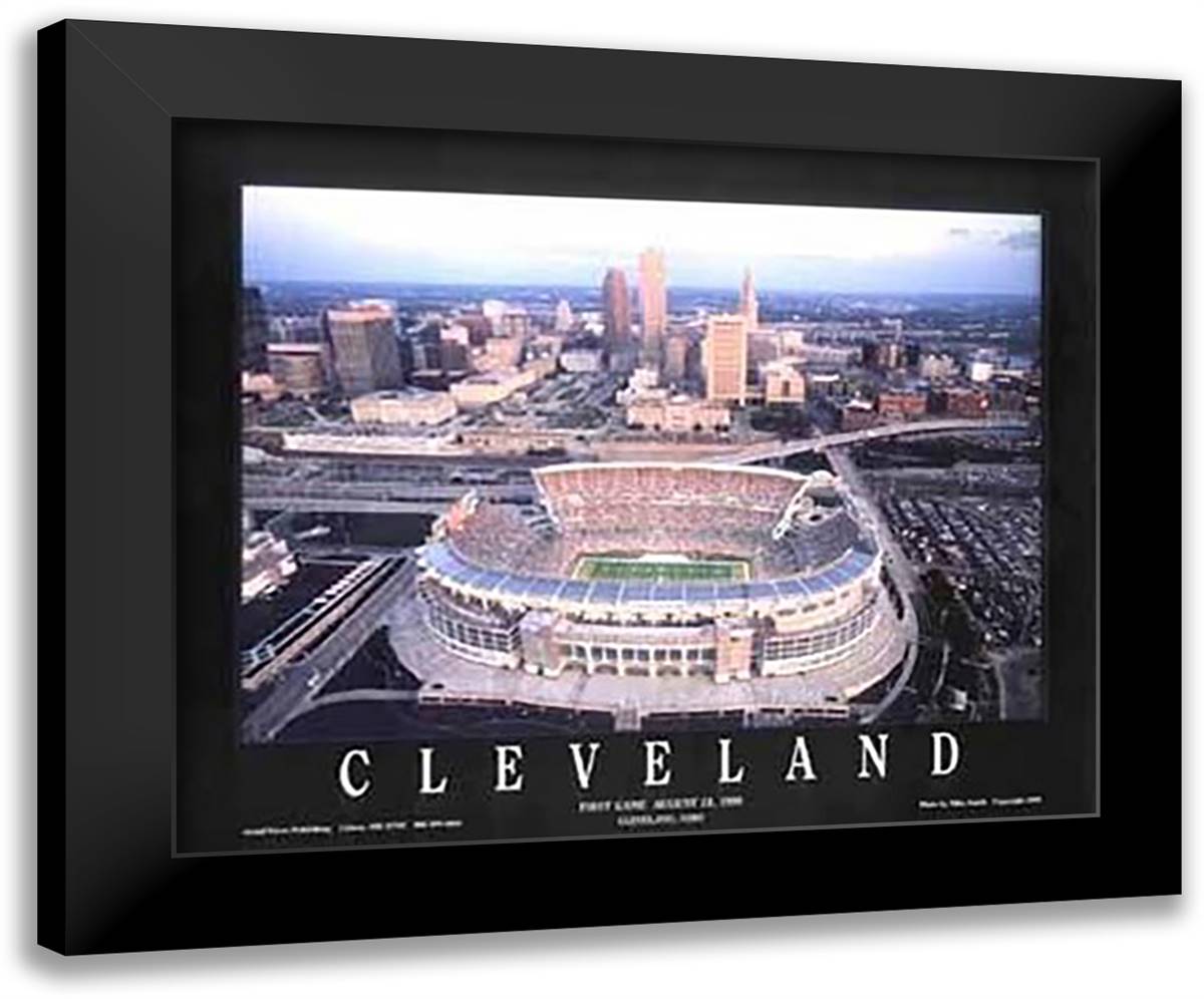 Cleveland, Ohio - Browns Stadium 32x26 Black Modern Wood Framed Art Print Poster by Smith, Mike