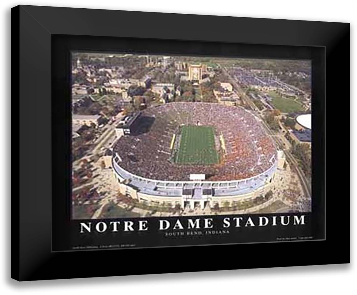 Notre Dame Stadium, South Bend, Indiana 32x26 Black Modern Wood Framed Art Print Poster by Smith, Mike