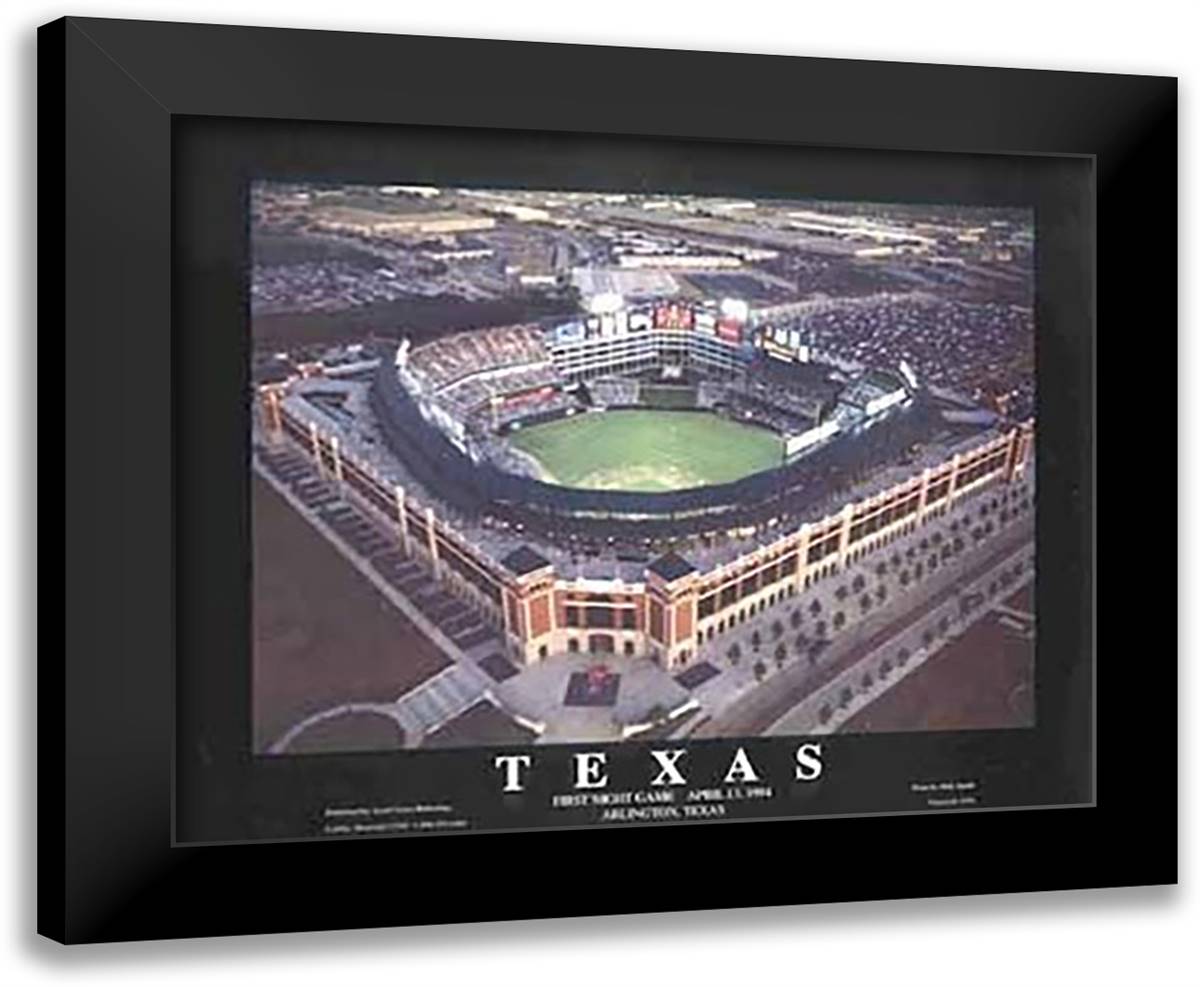 Ballpark - Arlington, Texas (Night) 32x26 Black Modern Wood Framed Art Print Poster by Smith, Mike
