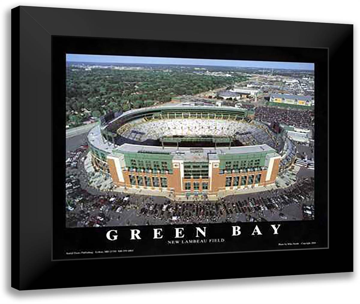 Green Bay, Wisconsin - New Lambeau Field 32x26 Black Modern Wood Framed Art Print Poster by Smith, Mike