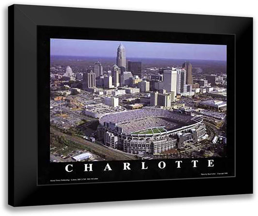 Charlotte, North Carolina - Panthers At 32x26 Black Modern Wood Framed Art Print Poster by Geller, Brad