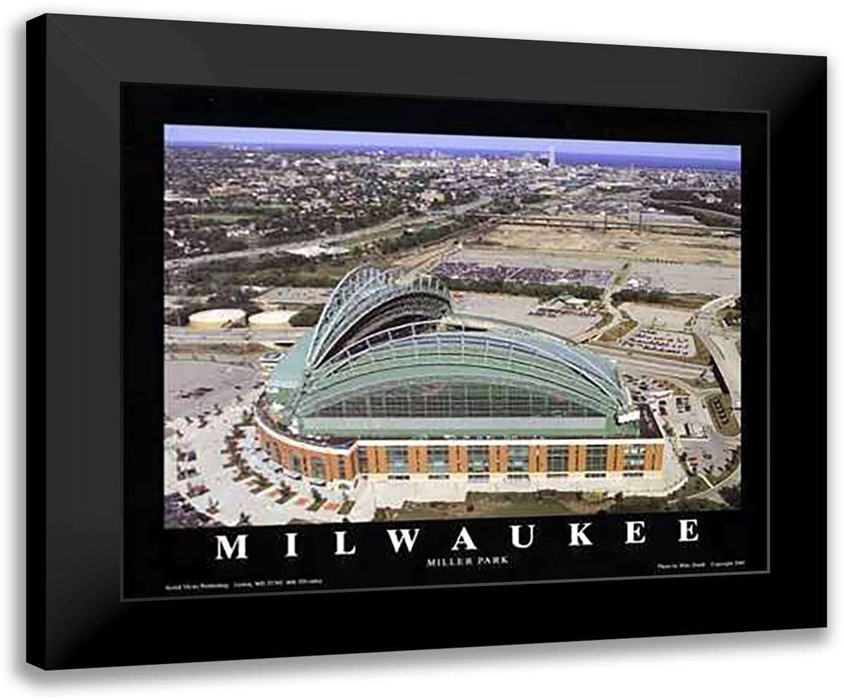 Milwaukee, Wisconsin - Brewers At Miller 32x26 Black Modern Wood Framed Art Print Poster by Smith, Mike